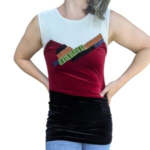 Y2K 90s Kpop Colorblock Velvet Micro Mini Dress/ Top Size XS/S